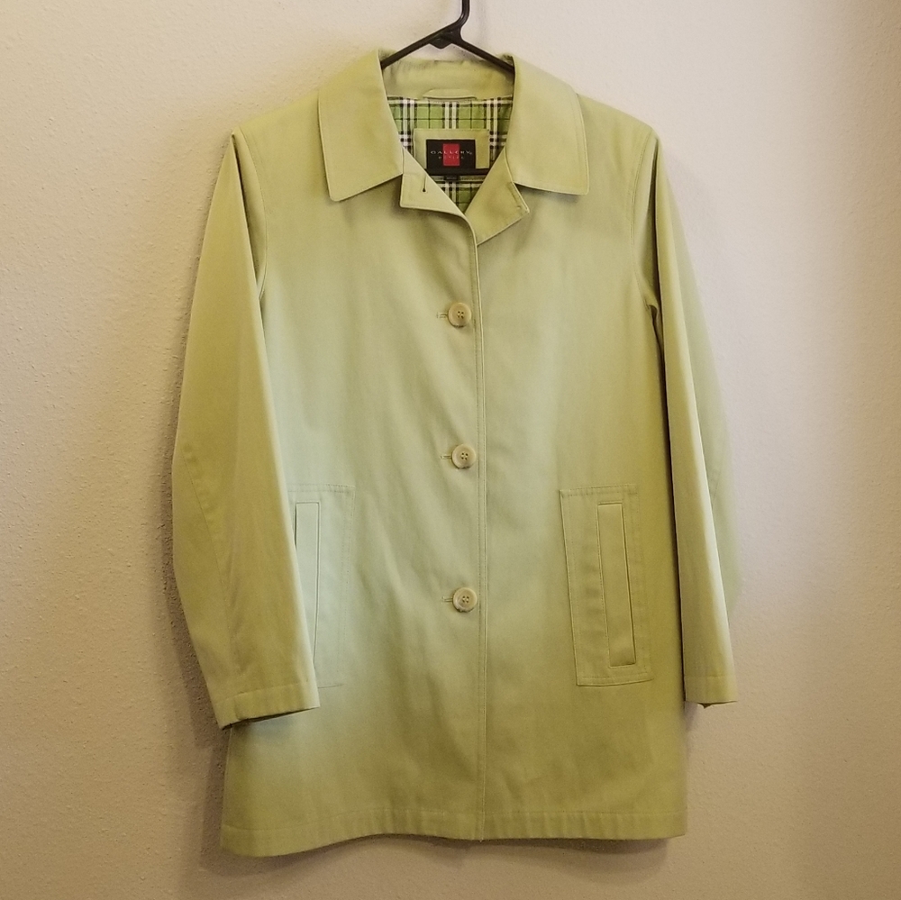 Gallery Light Green Raincoat Women's Petite Small